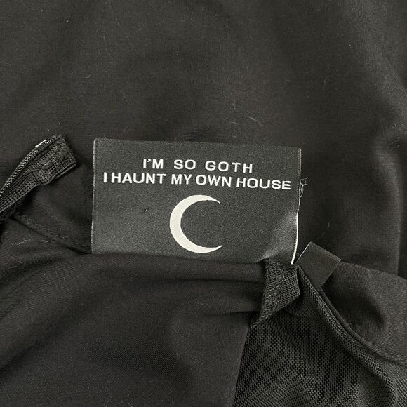 Killstar Dress Womens M Black Goth Witchy Mesh Ruffle Fit & Flare Spider Buttons - Picture 10 of 12